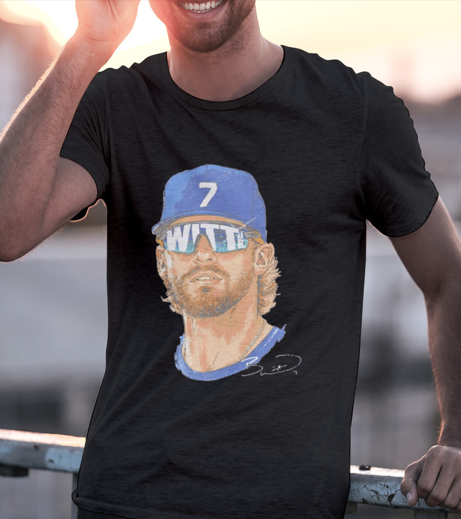 Bobby Witt Jr Kansas City Royals Sunglasses Blue Cap Number 7 T-Shirt