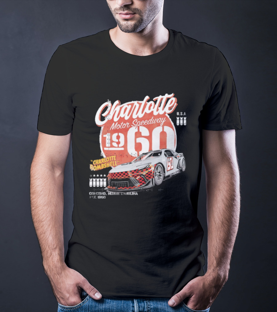 Charlotte Motor Speedway 1960 Bombshell Classic Racing USA T-Shirt