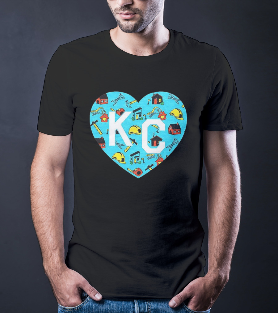 Habitat For Humanity Kansas City KC Heart With Tools And Houses T-Shirt