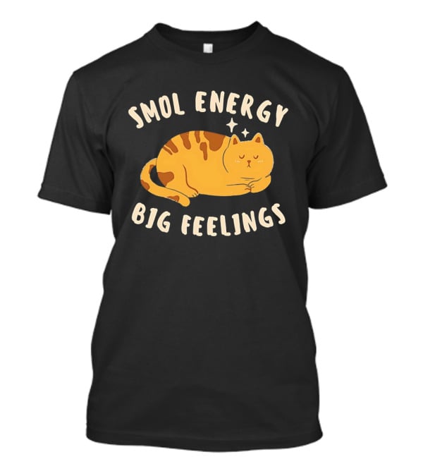 Smol Energy Big Feelings Cat Illustration With Sleepy Kitty Vibes T-Shirt