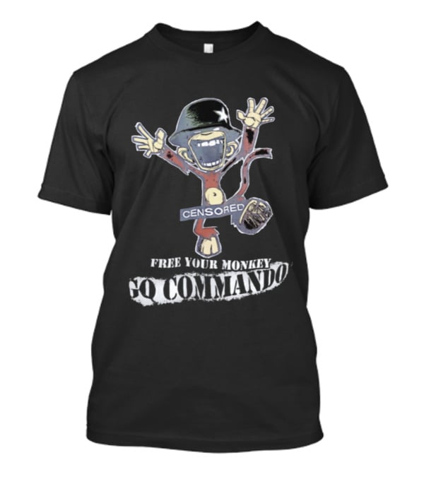 Censored Free Your Monkey Go Commando Funny Soldier T-Shirt