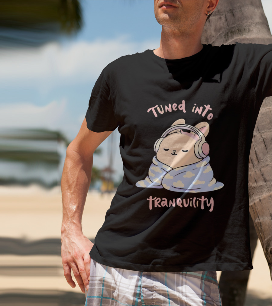 Tuned Into Tranquility Chill Bunny With Headphones T-Shirt
