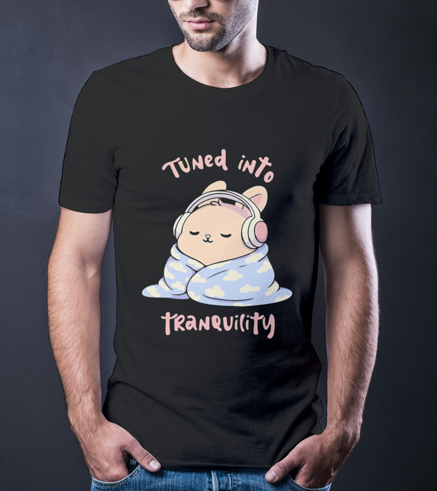 Tuned Into Tranquility Chill Bunny With Headphones T-Shirt