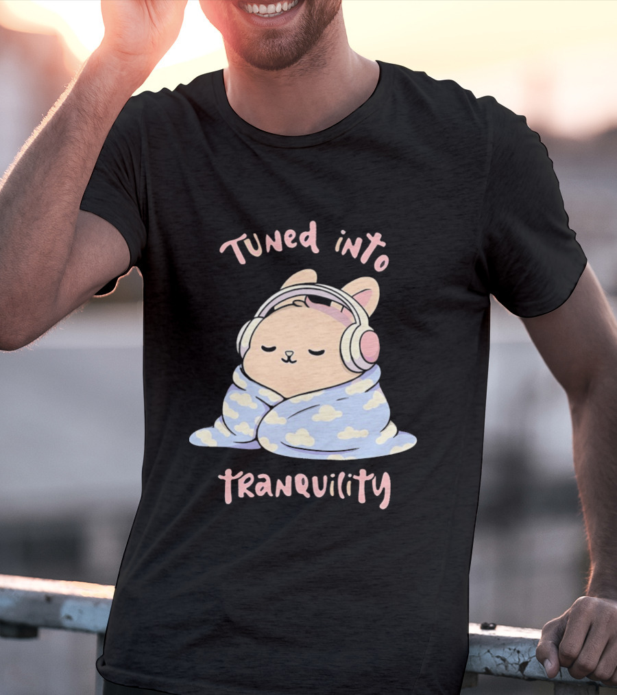 Tuned Into Tranquility Chill Bunny With Headphones T-Shirt