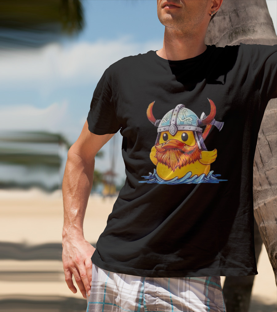 Viking Warrior Rubber Duck With Horned Helmet And Axe T-Shirt