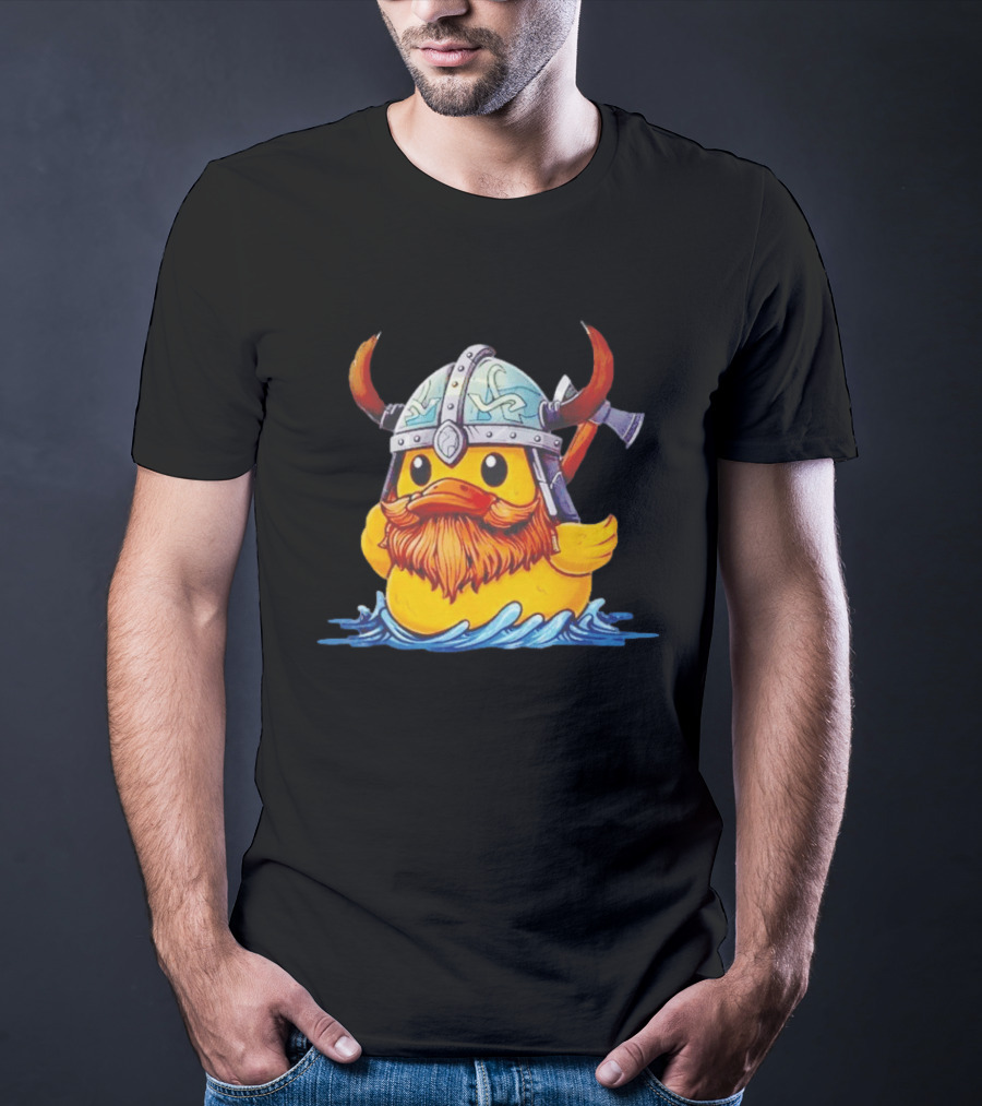 Viking Warrior Rubber Duck With Horned Helmet And Axe T-Shirt