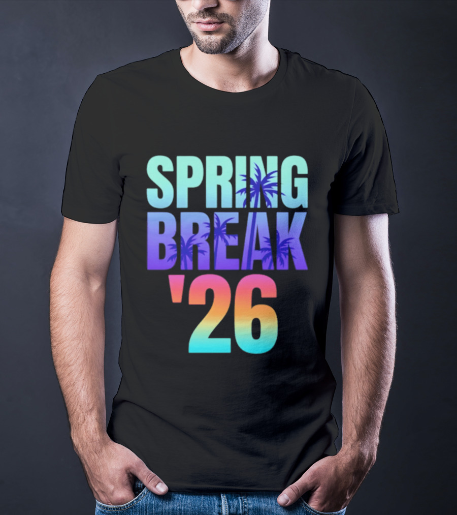 Spring Break '26 Sunset Palm Trees Ocean Vibes T-Shirt