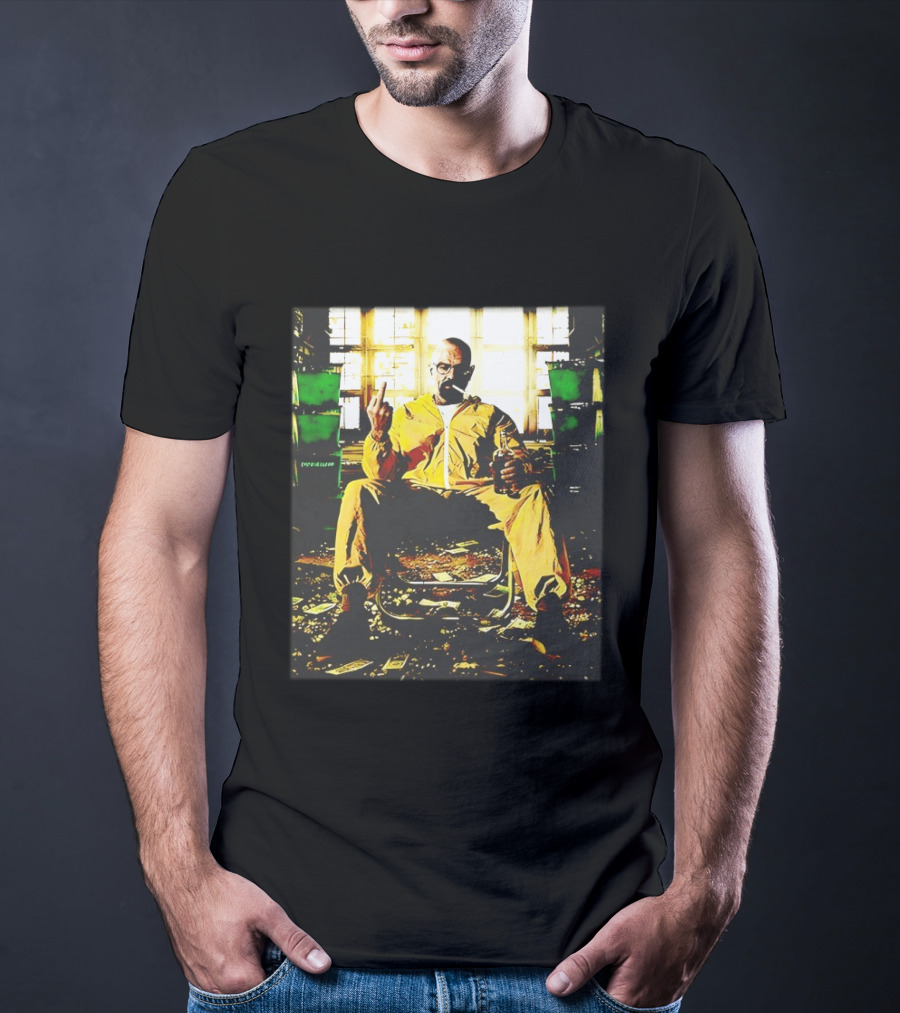 Breaking Bad Walter White Iconic Yellow Suit Middle Finger Scene T-Shirt