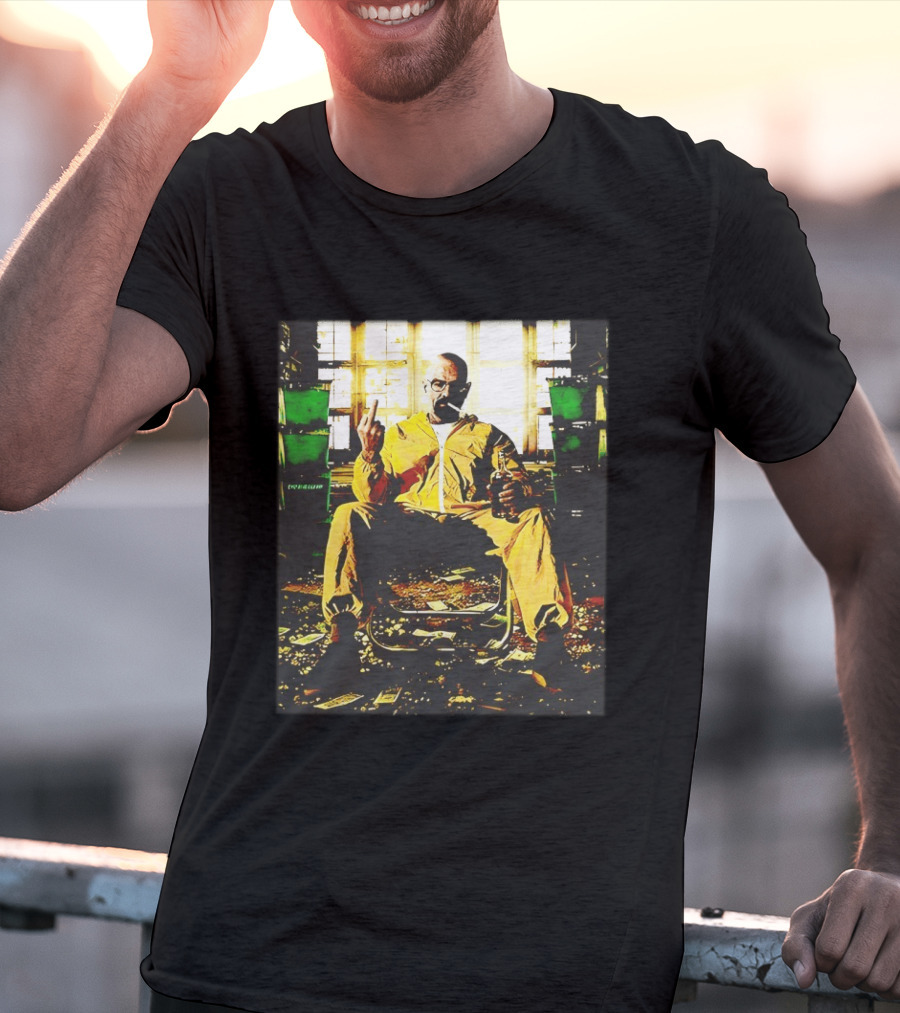 Breaking Bad Walter White Iconic Yellow Suit Middle Finger Scene T-Shirt