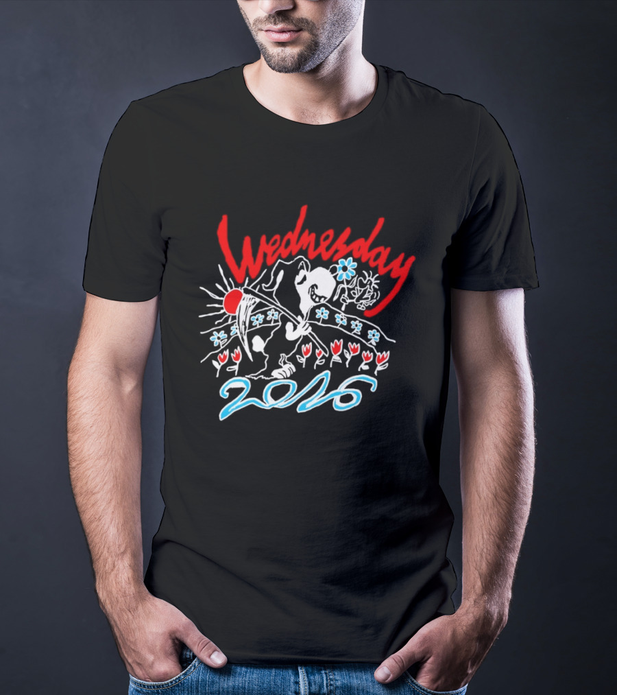 Wednesday 2026 Red Sun Blue Flowers Tour T-Shirt