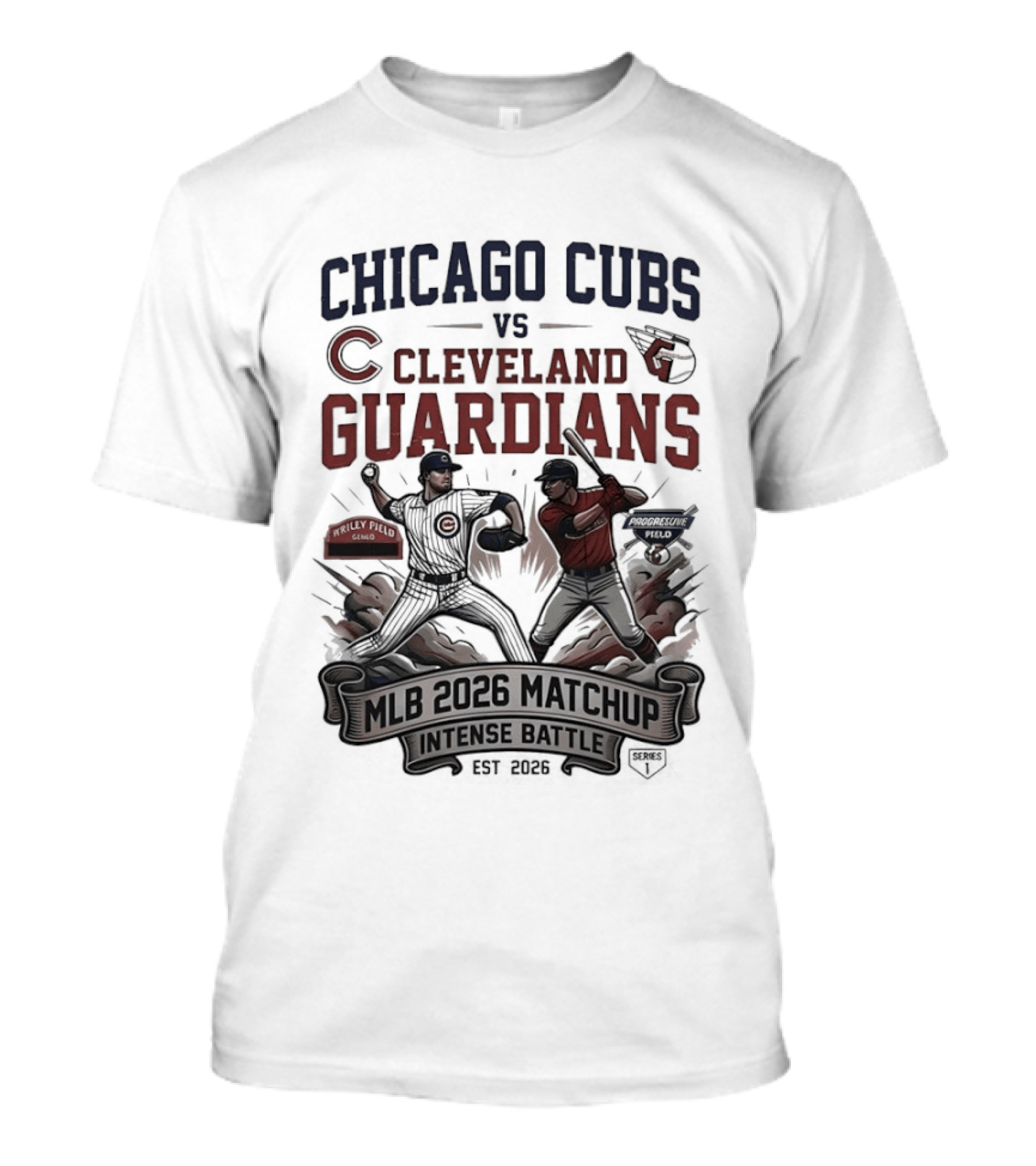 Chicago Cubs Vs Cleveland Guardians MLB 2026 Matchup Intense Battle Est 2026 T-Shirt