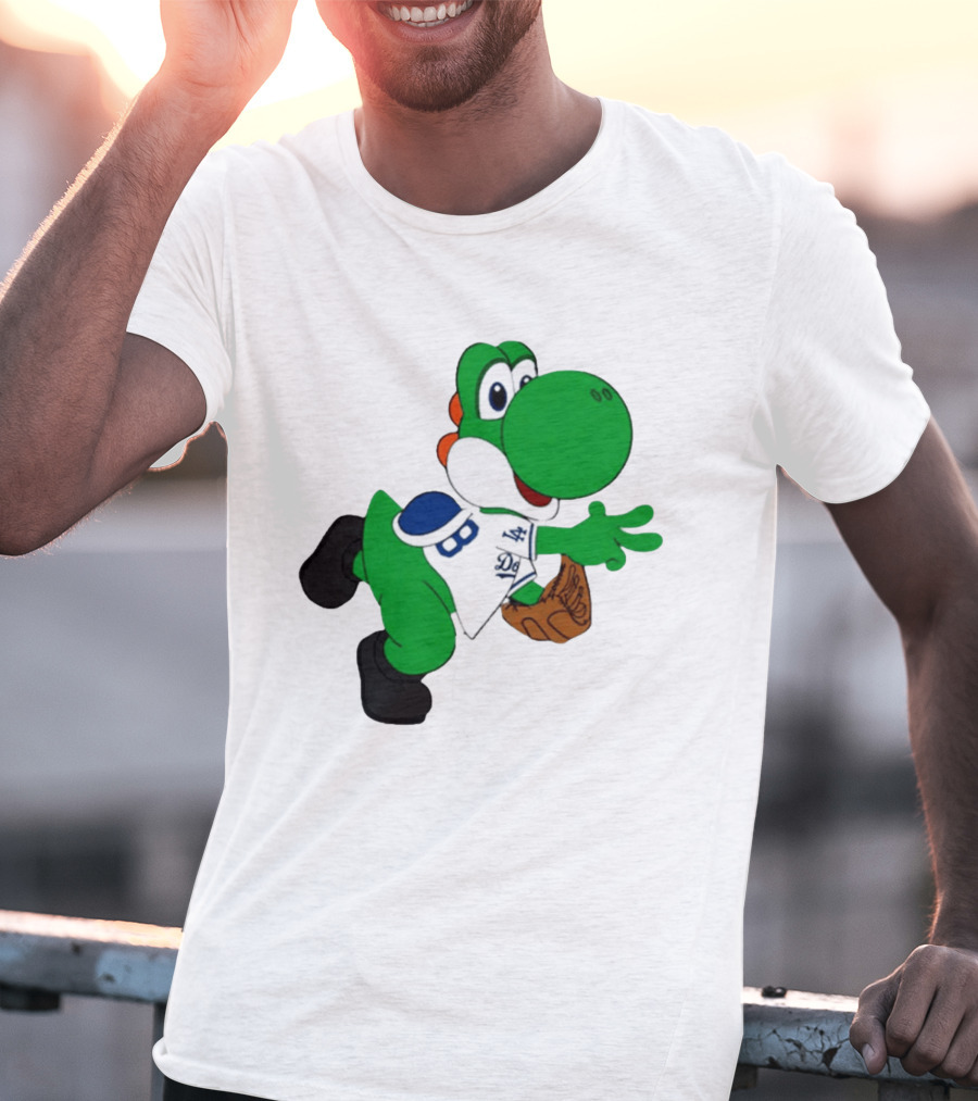 Los Angeles Dodgers Green Dinosaur Cartoon Character Toddler Staple T-Shirt