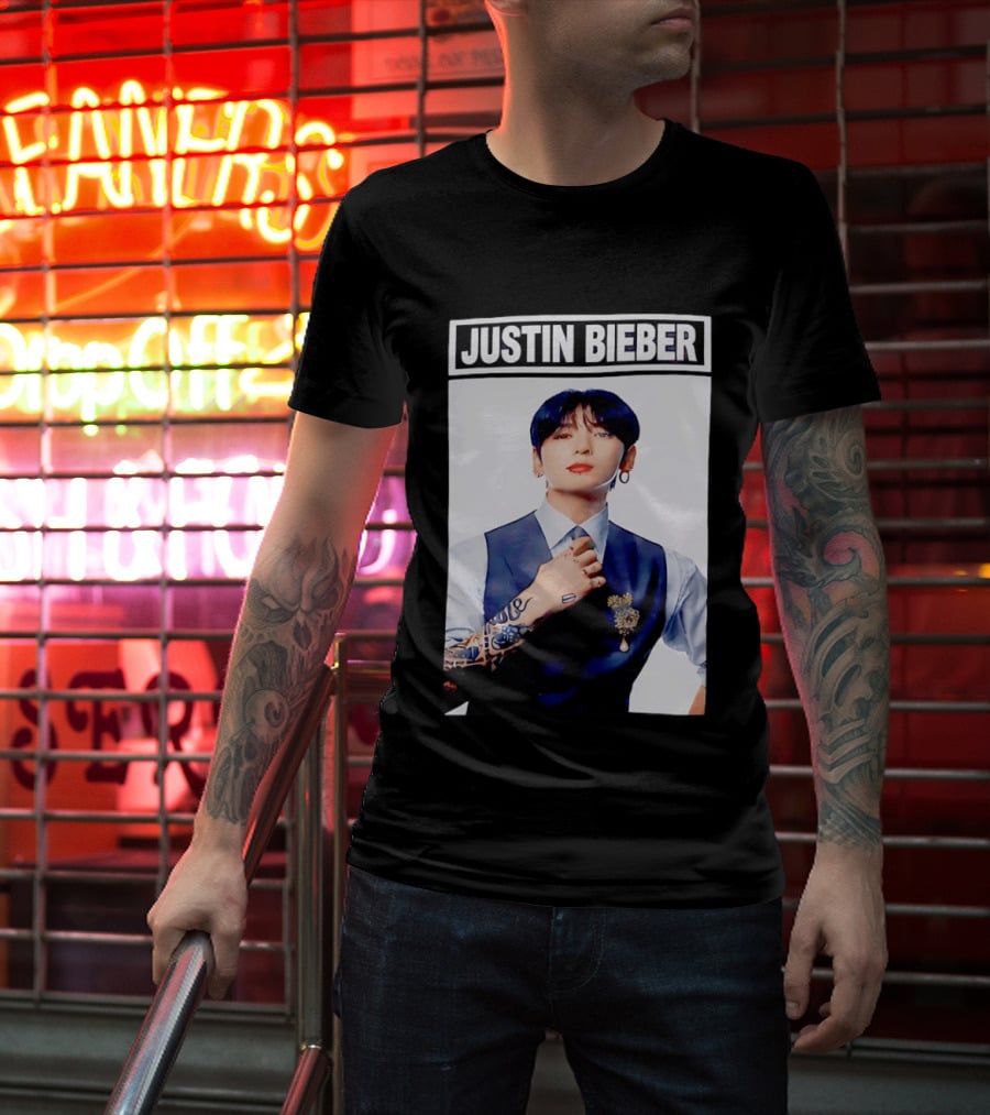 Justin Bieber Jungkook Wearing Suit Tattoo T-Shirt
