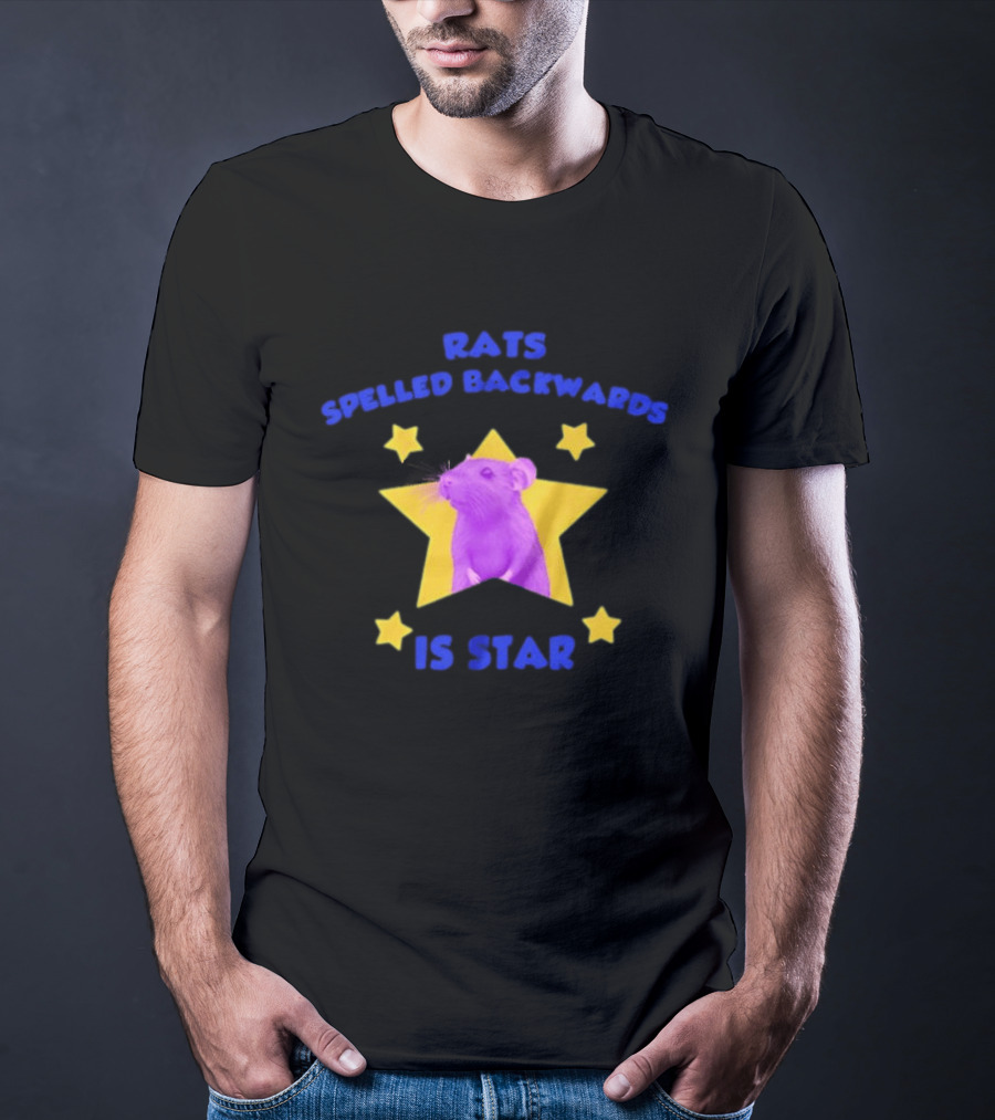 Rats Spelled Backwards Is Star Purple Mouse Yellow Stars T-Shirt