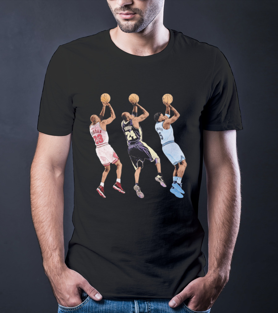 Michael Jordan Kobe Bryant Anthony Edwards Basketball Legends No. 23 No. 24 No. 1 T-Shirt