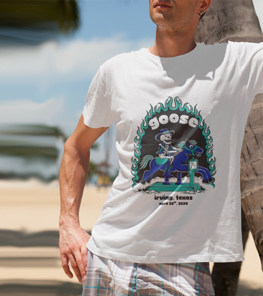 Goose Irving Texas April 25 2026 Tour Cowboy And Horse Neon Flames T-Shirt