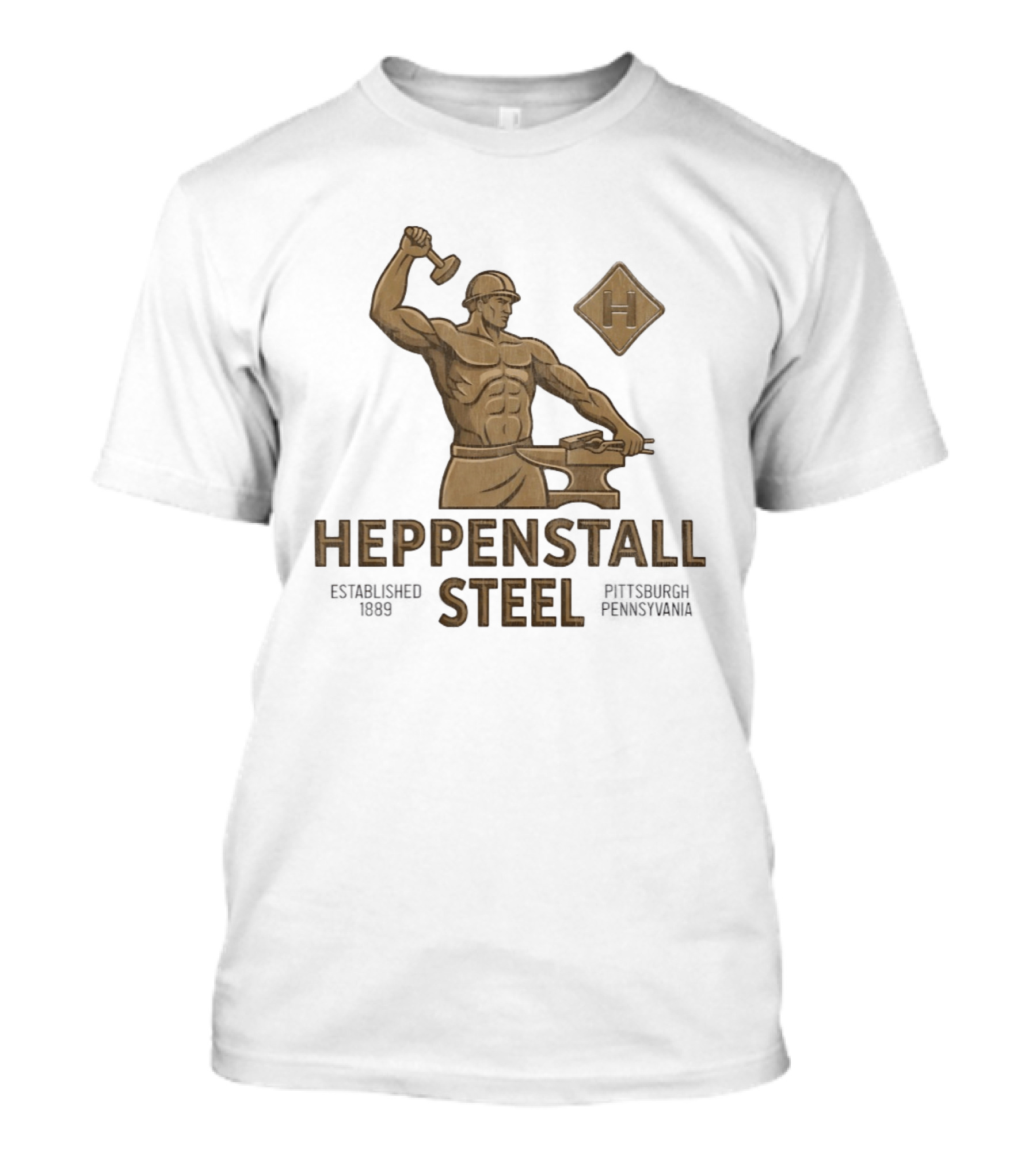 Heppenstall Steel Pittsburgh Pennsylvania Established 1889 Hammer And Anvil Statue T-Shirt