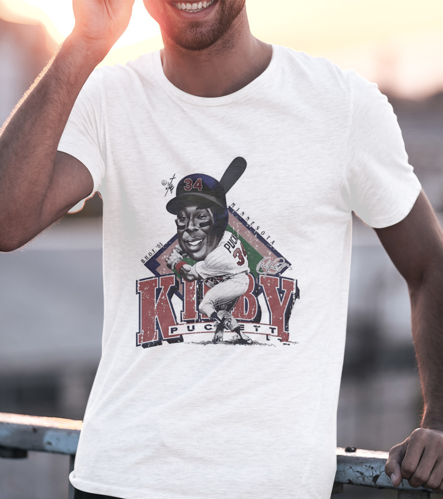 Kirby Puckett 34 Minnesota Twins Baseball Cartoon T-Shirt