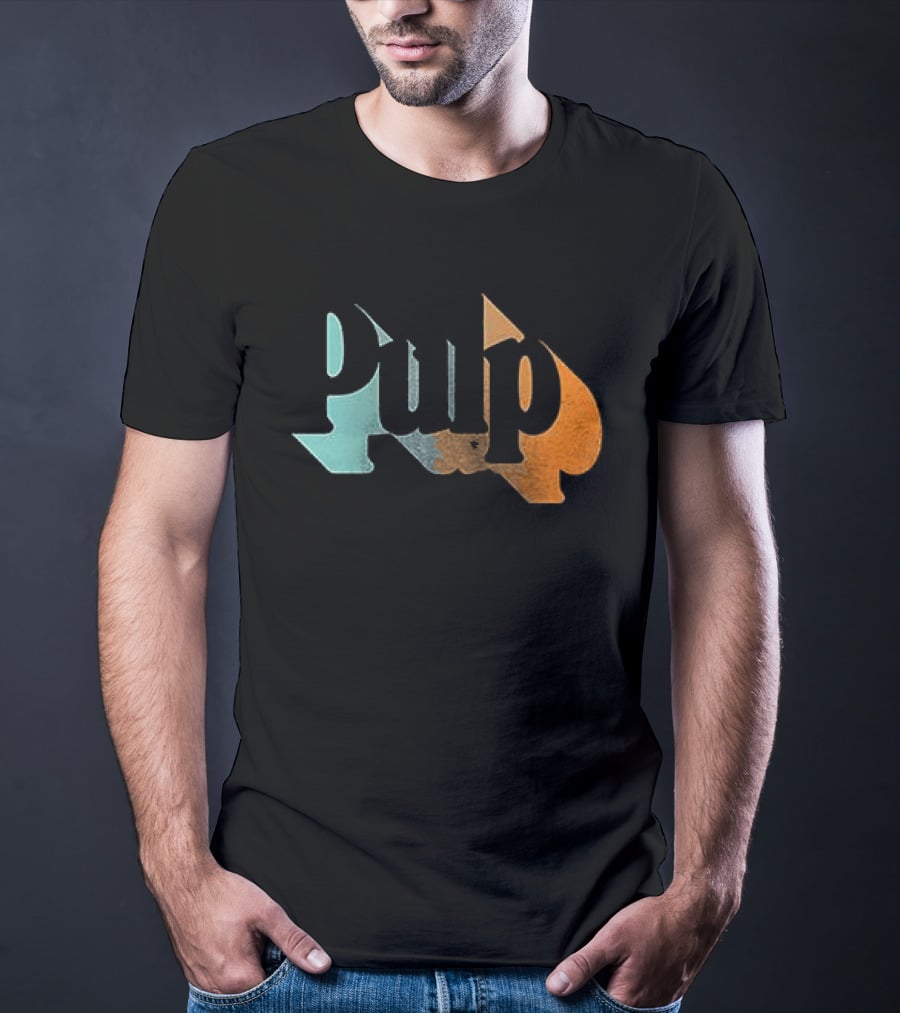 Here Comes More Pulp Dates Retro Style Text In Blue And Orange T-Shirt