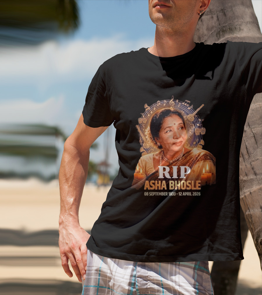 RIP Asha Bhosle Musical Tribute Candles 08 September 1933 12 April 2026 T-Shirt