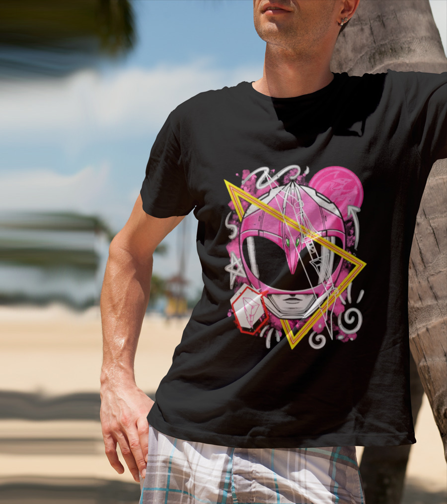 Mighty Morphin Power Rangers Pink Ranger Helmet Iconography T-Shirt