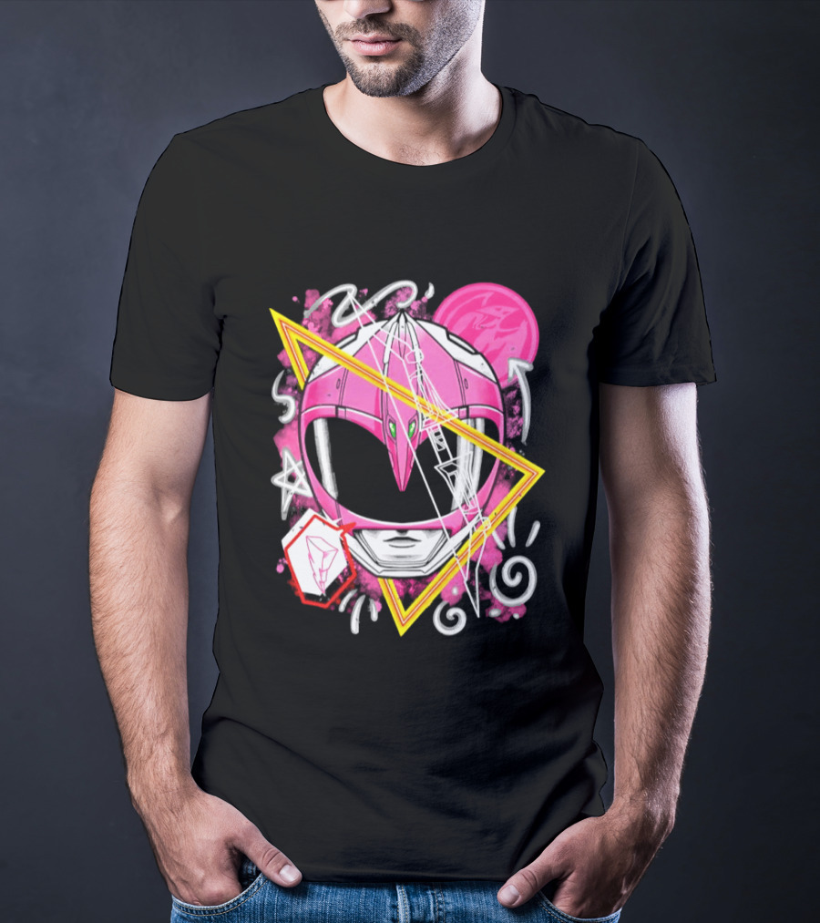 Mighty Morphin Power Rangers Pink Ranger Helmet Iconography T-Shirt