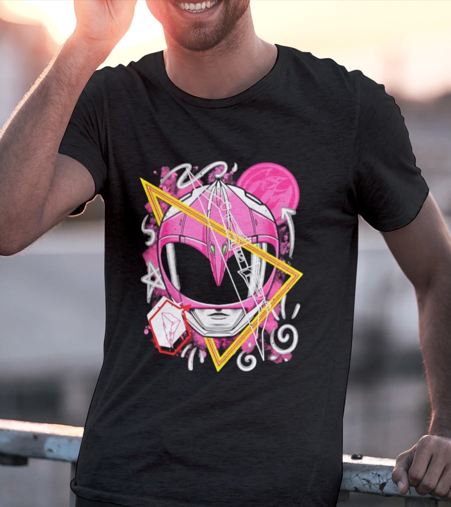 Mighty Morphin Power Rangers Pink Ranger Helmet Iconography T-Shirt