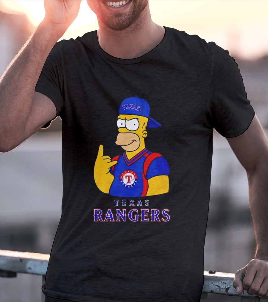The Simpsons Texas Rangers Rock Hand Homer T-Shirt