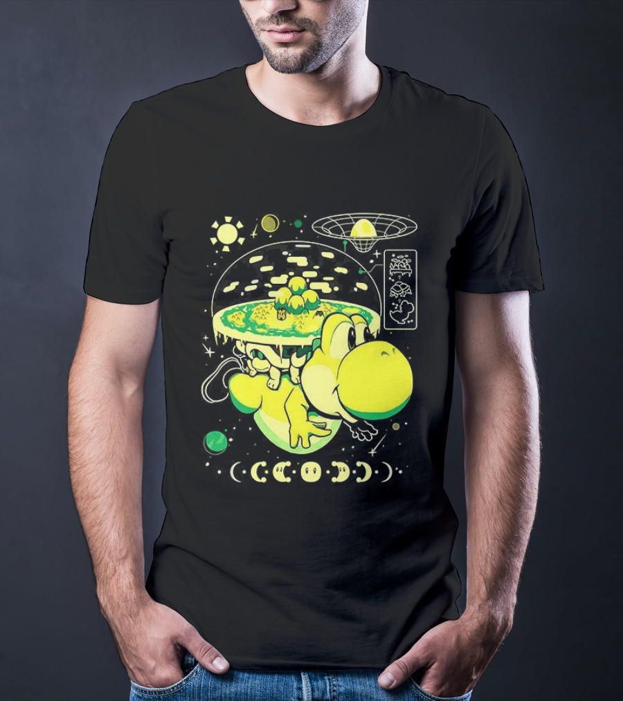 Yoshi Whole World Within His Shell Super Mario World Iconic Nintendo T-Shirt