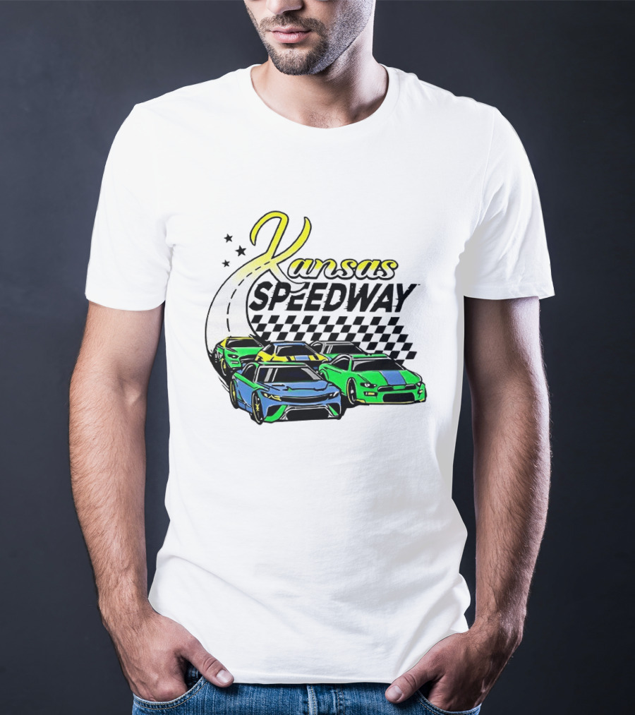 Kansas Speedway Racing Fast Cars And Checkered Flags T-Shirt