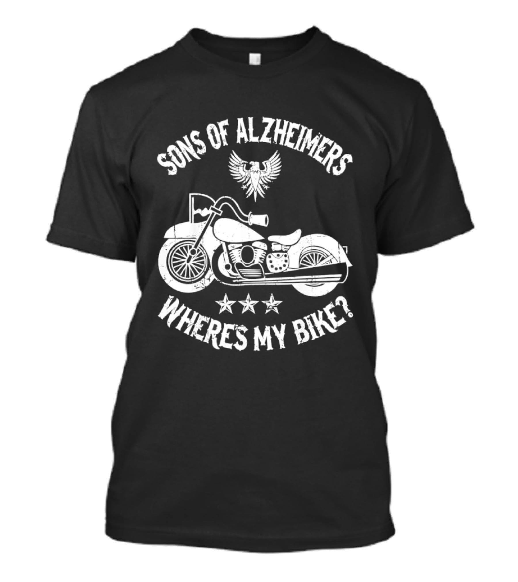 Sons Of Alzheimers Where's My Bike Classic Motorbike Eagle Stars T-Shirt