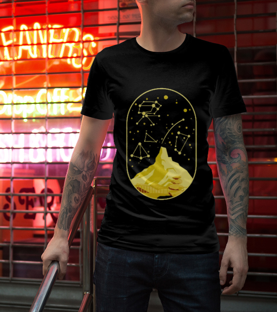 Cairn Minimalist Mountain Constellation Starry Sky T-Shirt