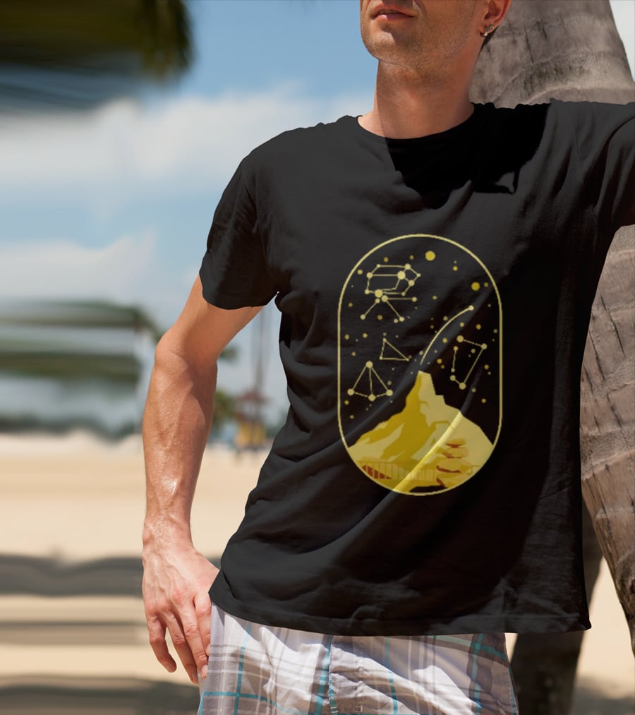 Cairn Minimalist Mountain Constellation Starry Sky T-Shirt