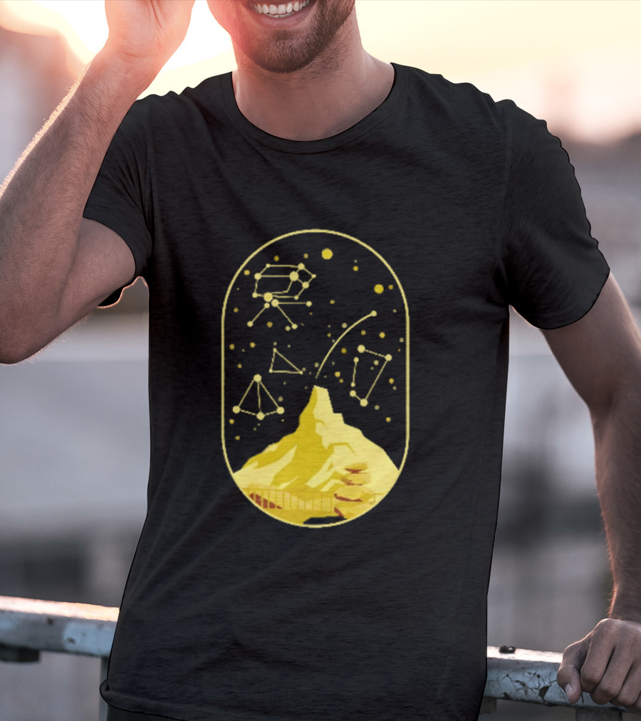 Cairn Minimalist Mountain Constellation Starry Sky T-Shirt