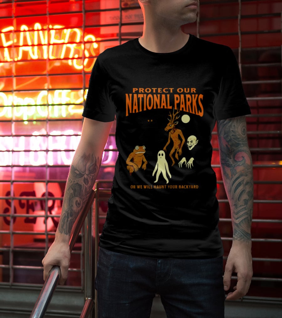 Protect Our National Parks Or We Will Haunt Your Backyard Deer Frog Ghost Skulls T-Shirt