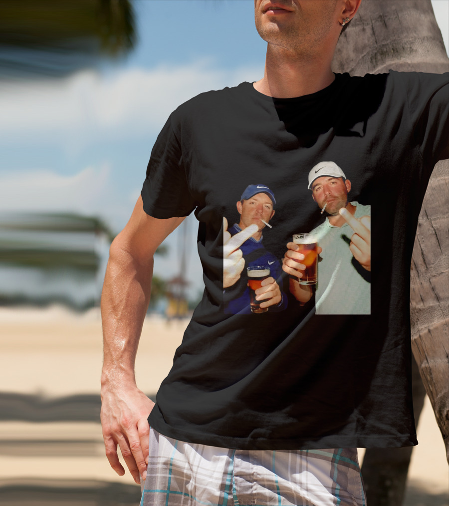 Rory McIlroy Scottie Scheffler Golf Middle Finger Beer Cigarettes T-Shirt