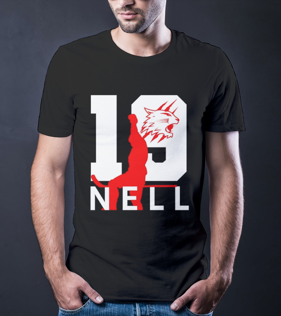NELL 19 Wildcat Silhouette With Red Figure T-Shirt