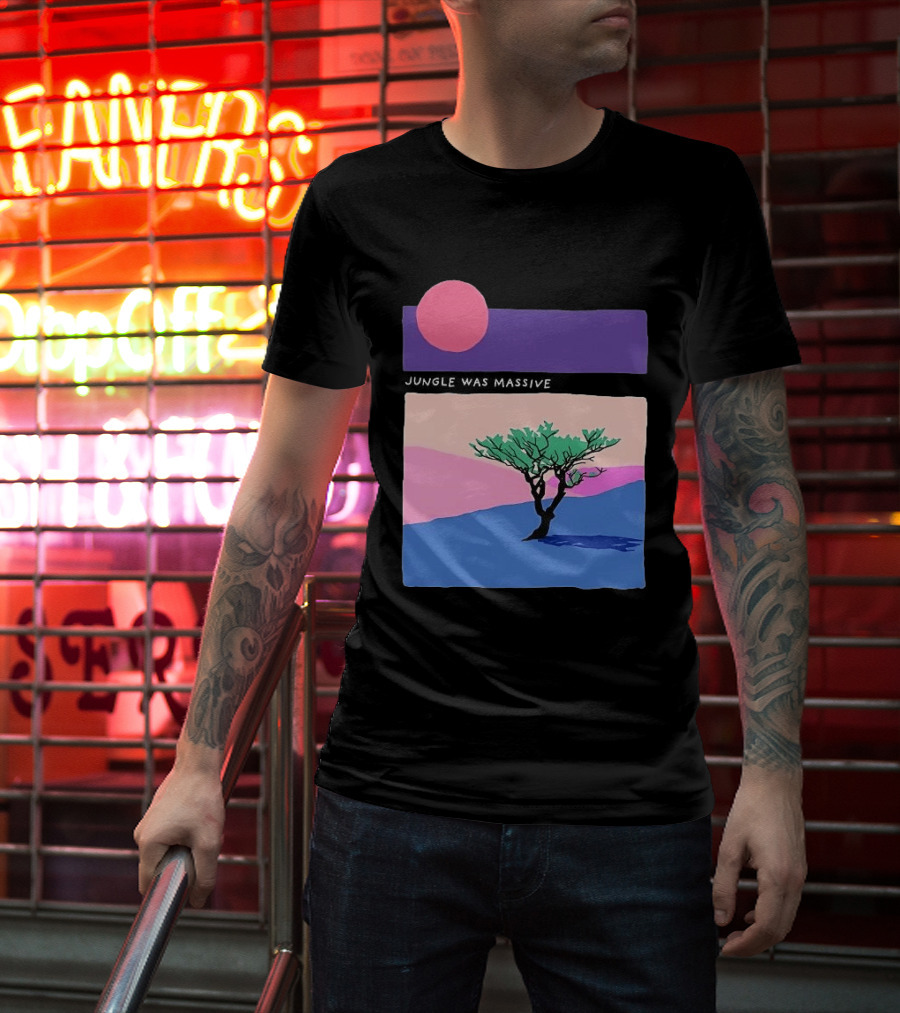 Jungle Was Massive Tree Vintage Sunset Aesthetic Nature Scene T-Shirt