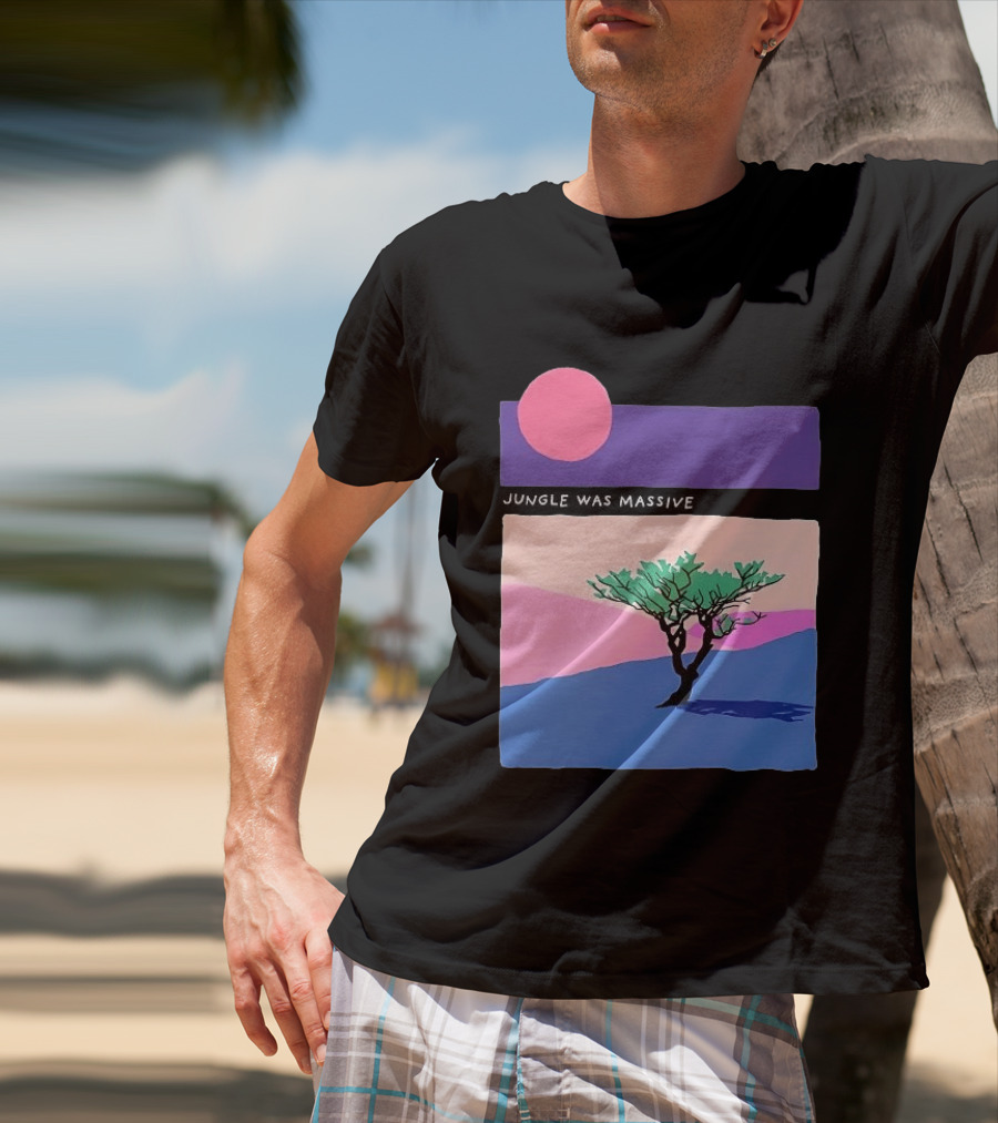 Jungle Was Massive Tree Vintage Sunset Aesthetic Nature Scene T-Shirt