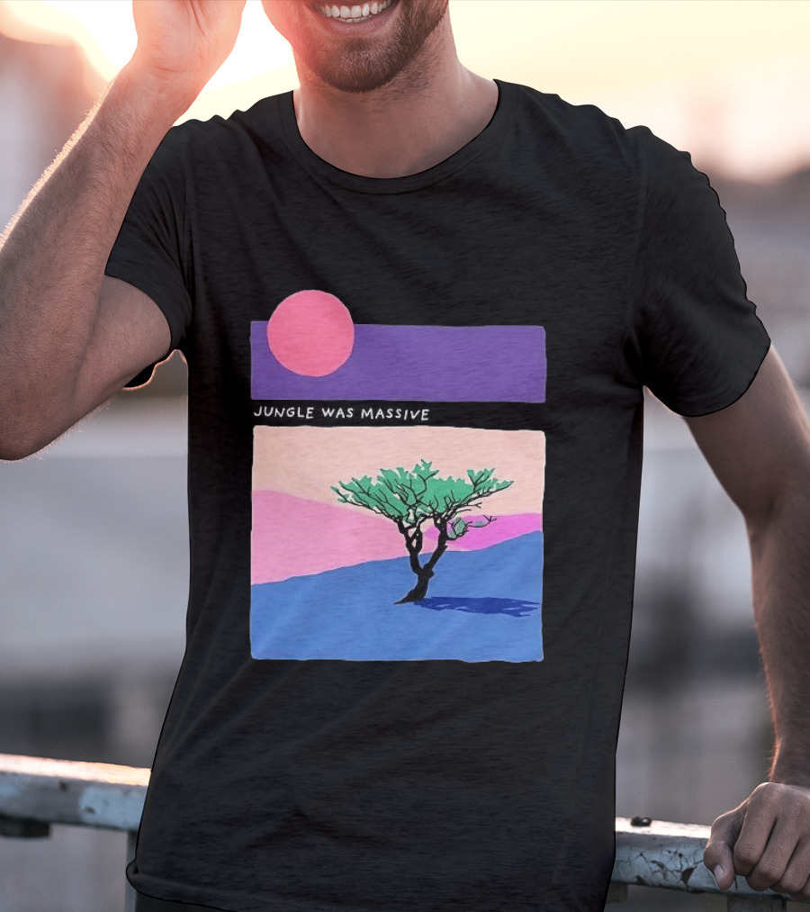 Jungle Was Massive Tree Vintage Sunset Aesthetic Nature Scene T-Shirt