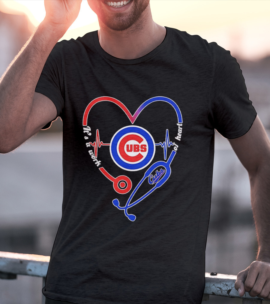 Chicago Cubs Heartbeat Stethoscope Work Of Heart T-Shirt