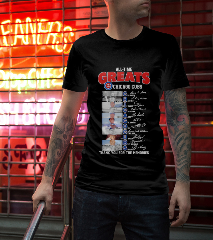 Chicago Cubs All Time Greats Legends And Signatures Thank You For The Memories T-Shirt