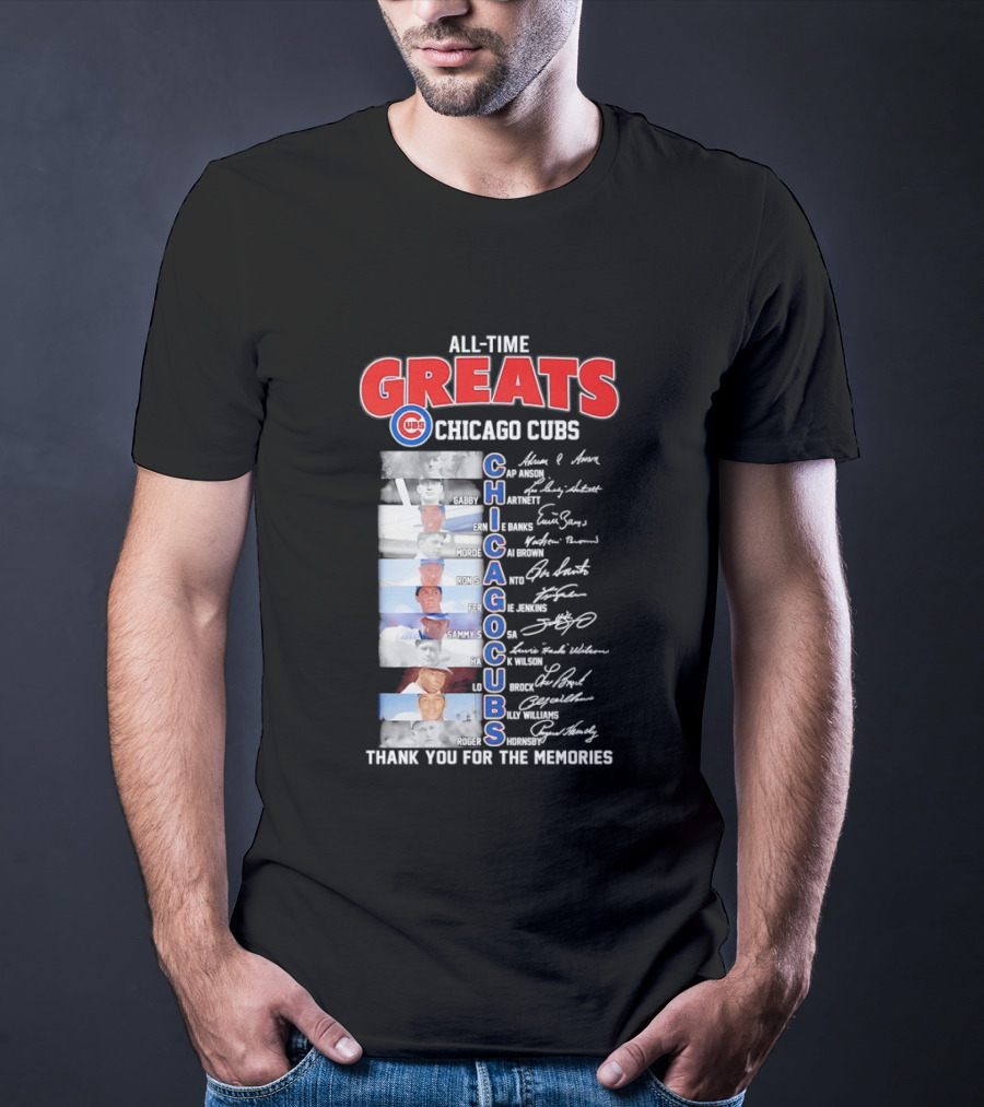 Chicago Cubs All Time Greats Legends And Signatures Thank You For The Memories T-Shirt