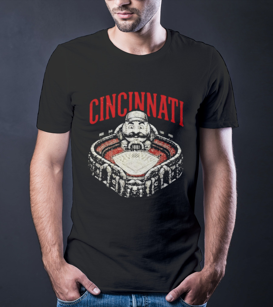 Cincinnati Reds Stadium 1881 Mascot Mashup T-Shirt