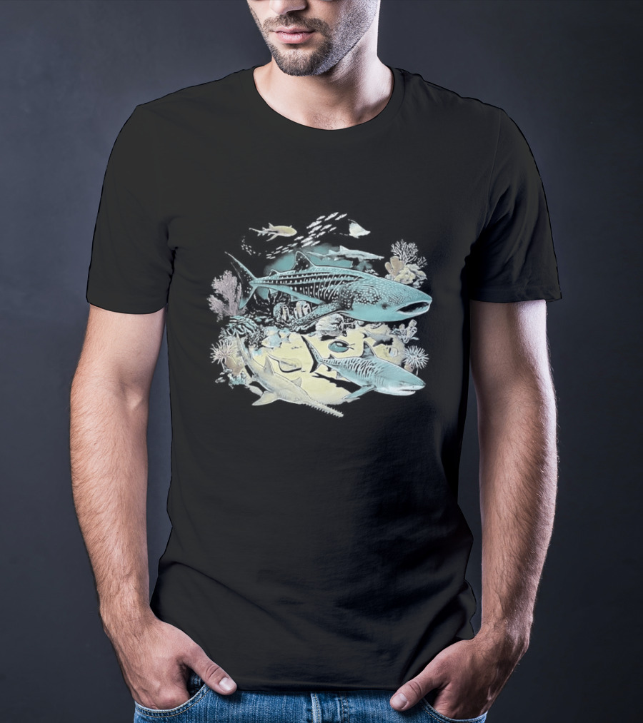 90s Sea Creatures Whale Shark Dolphin Vintage Style Aquatic Life T-Shirt