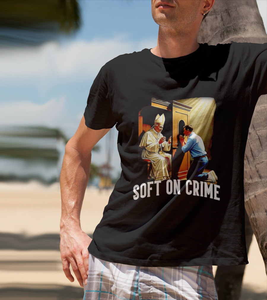 Soft On Crime Confessional Reflection With Penitent And Clergyman T-Shirt