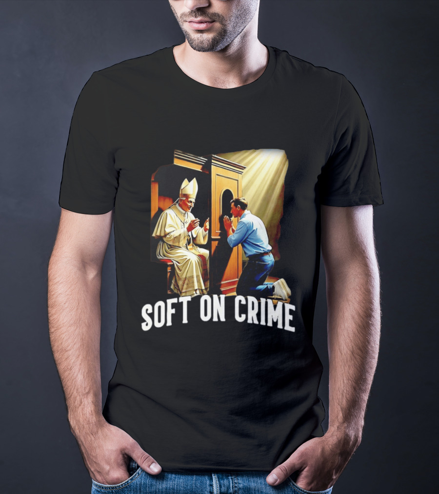 Soft On Crime Confessional Reflection With Penitent And Clergyman T-Shirt