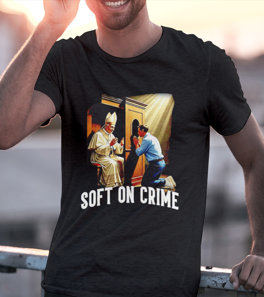 Soft On Crime Confessional Reflection With Penitent And Clergyman T-Shirt