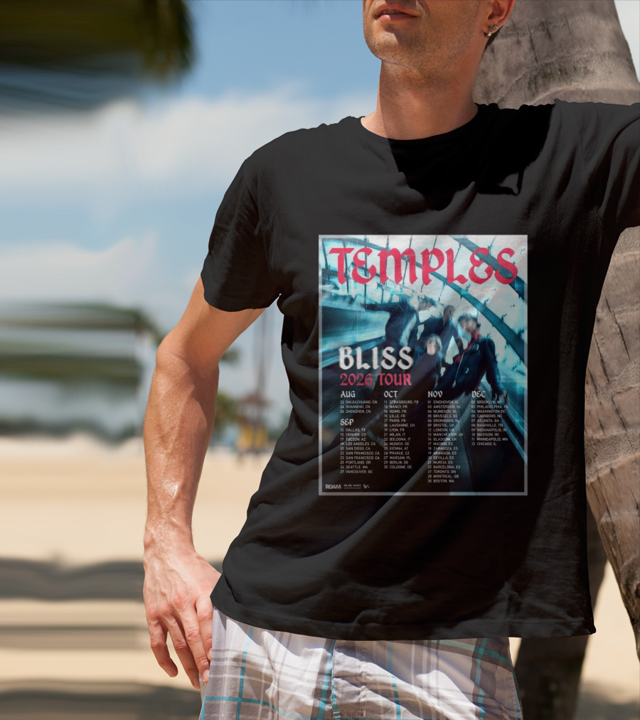 Temple Bliss 2026 Tour Dates August To December T-Shirt