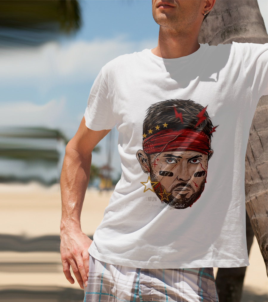 Baker Mayfield Red Bandana Star Lightning Face Paint T-Shirt